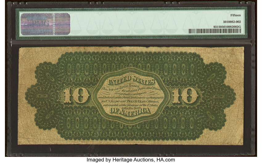 image for: Fr. 93 $10 1862 Legal Tender PMG Choice Fine 15....