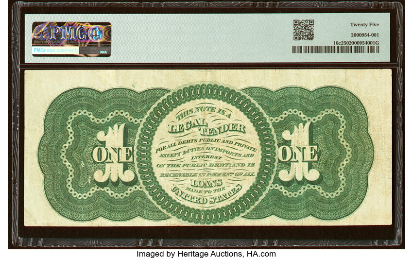 image for: Fr. 16c $1 1862 Legal Tender PMG Very Fine 25....