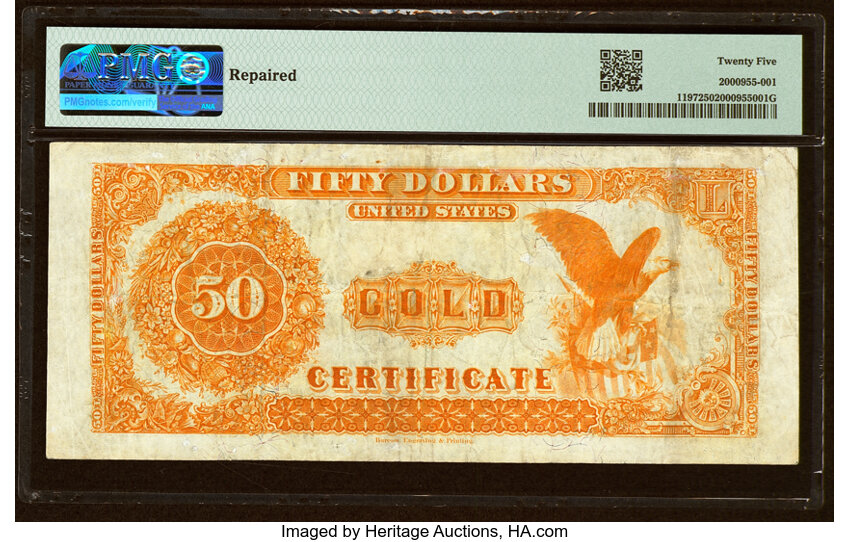 image for: Fr. 1197 $50 1882 Gold Certificate PMG Very Fine 25....