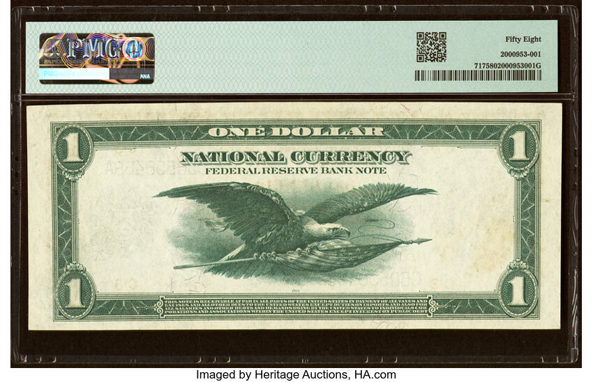 image for: Fr. 717 $1 1918 Federal Reserve Bank Note PMG Choice About Unc 58....