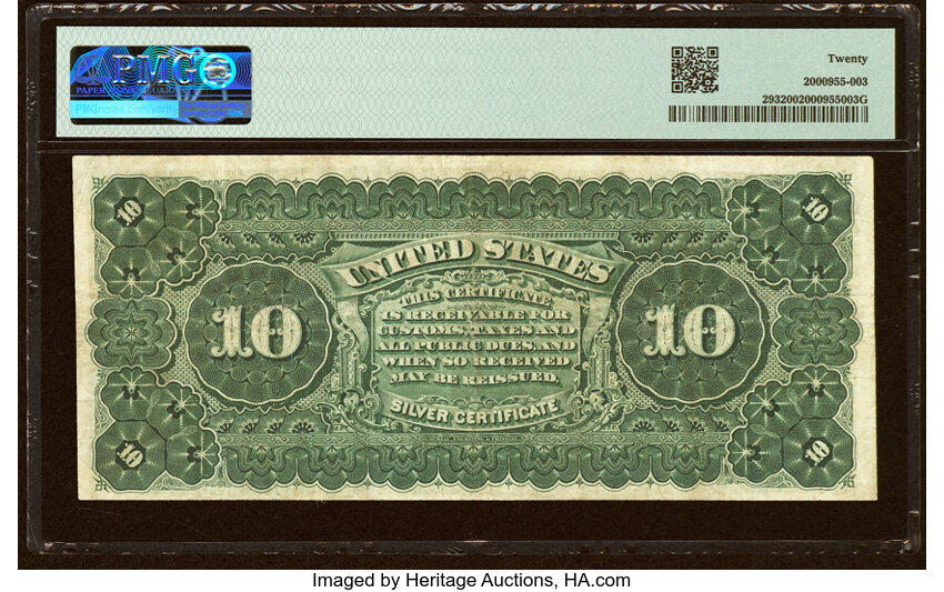 image for: Fr. 293 $10 1886 Silver Certificate PMG Very Fine 20....