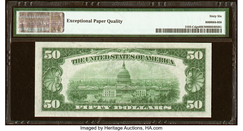 image for: Fr. 2102-C $50 1934 Federal Reserve Note. PMG Gem Uncirculated 66 EPQ....