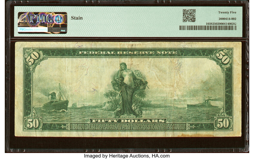 image for: Fr. 1038 $50 1914 Federal Reserve Note PMG Very Fine 25....