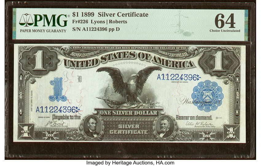 image for: Fr. 226 $1 1899 Silver Certificate PMG Choice Uncirculated 64....