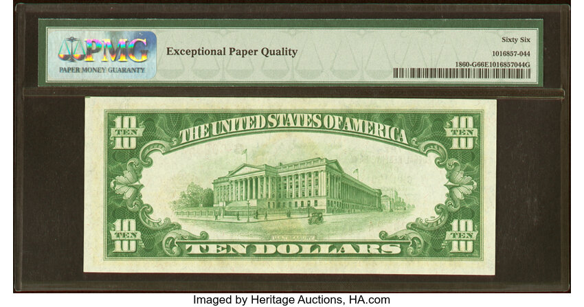 image for: Fr. 1860-G $10 1929 Federal Reserve Bank Note. PMG Gem Uncirculated 66 EPQ....
