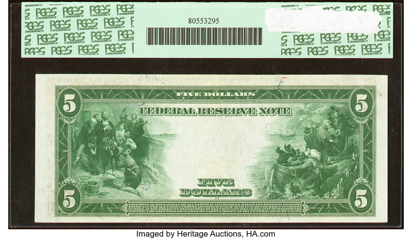 image for: Fr. 883a $5 1914 Federal Reserve Note PCGS Very Choice New 64....
