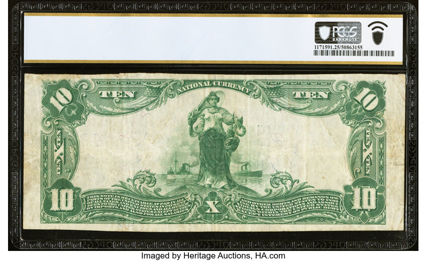 image for: Noblesville, IN - $10 1902 Plain Back Fr. 629 The First National Bank Ch. # 4882 PCGS Banknote Very Fine 25....