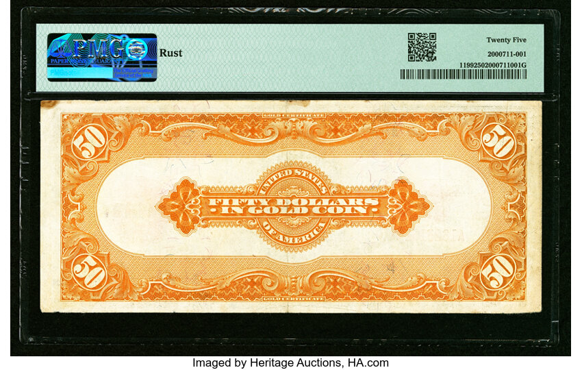image for: Fr. 1199 $50 1913 Gold Certificate PMG Very Fine 25....
