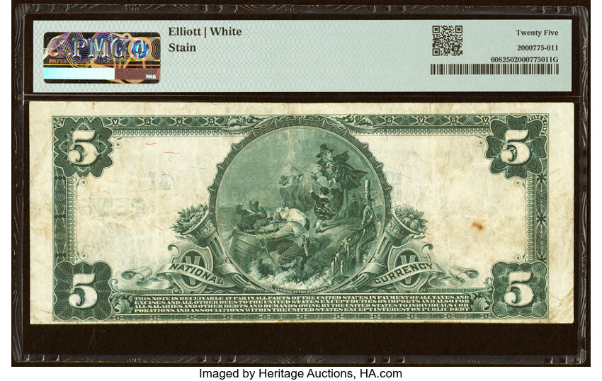 image for: Nevada, IA - $5 1902 Plain Back Fr. 608 The First National Bank Ch. # (M)2555 PMG Very Fine 25....