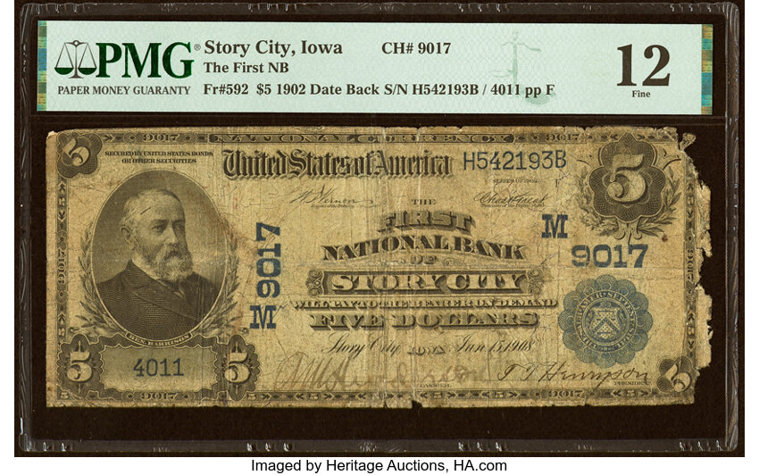 image for: Story City, IA - $5 1902 Date Back Fr. 592 The First National Bank Ch. # (M)9017 PMG Fine 12....