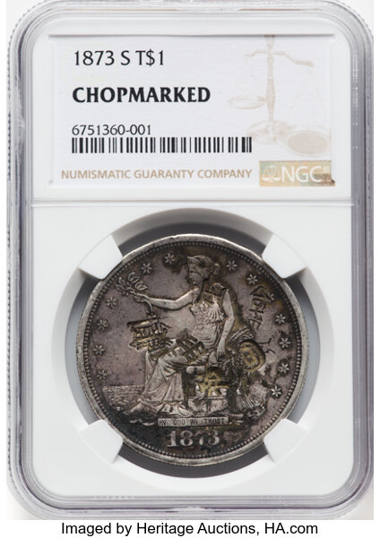 image for: 1873-S T$1 Chop Mark NG NGC.  Mintage 703,000....