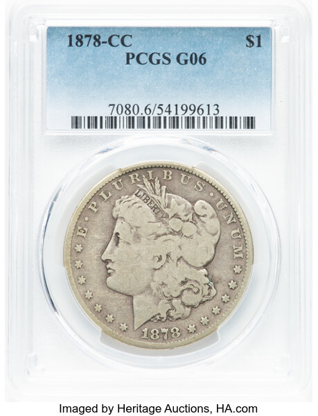 1878-CC $1 Good 6 PCGS. Mintage 2,212,000. ...