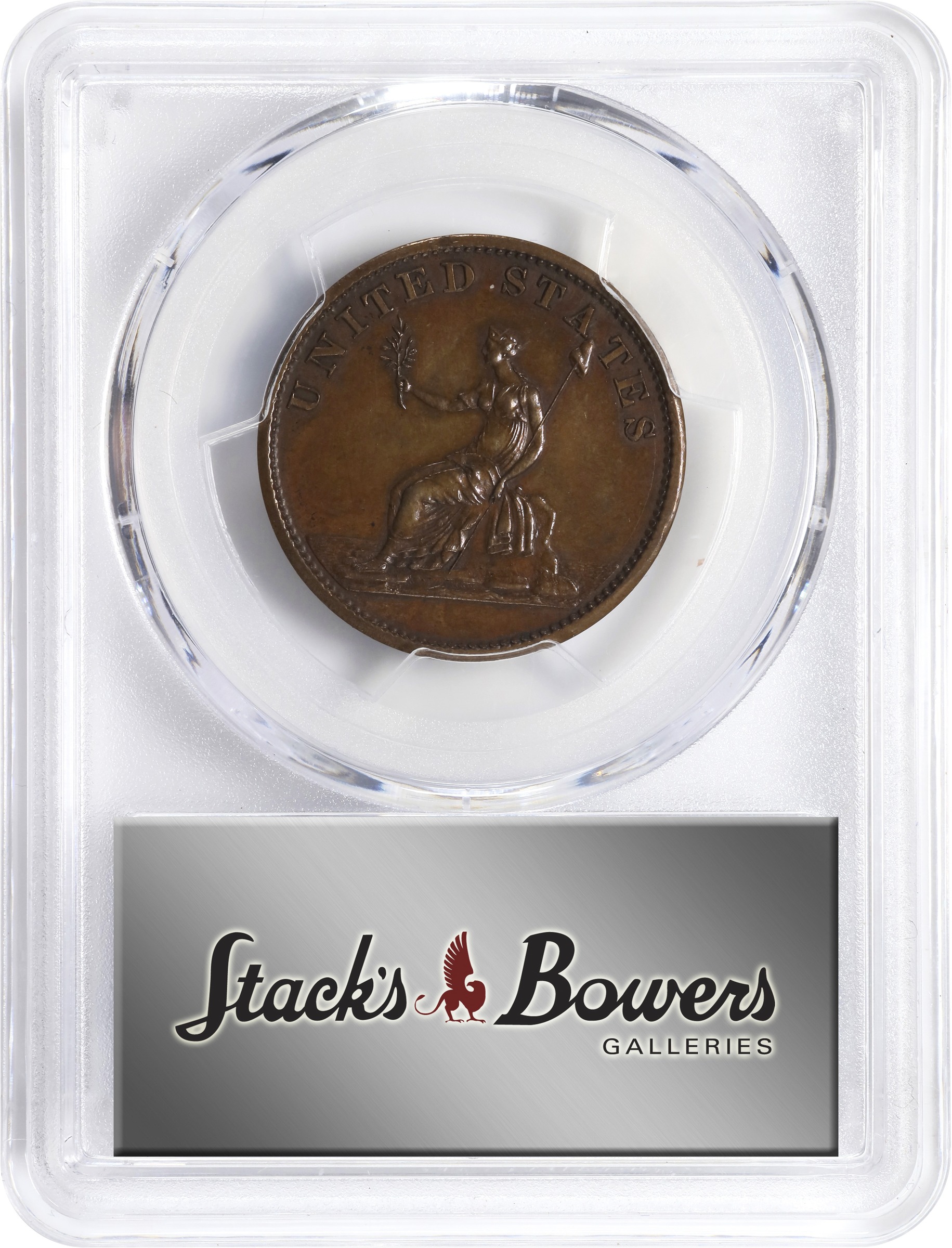 image for: "1783" (ca. 1860) Washington Draped Bust Copper. Restrike. Musante GW-107, Vlack 17-L, Baker-3, W-10360. No Button. Copper. Engrailed Edge. Proof-63 BN (PCGS).