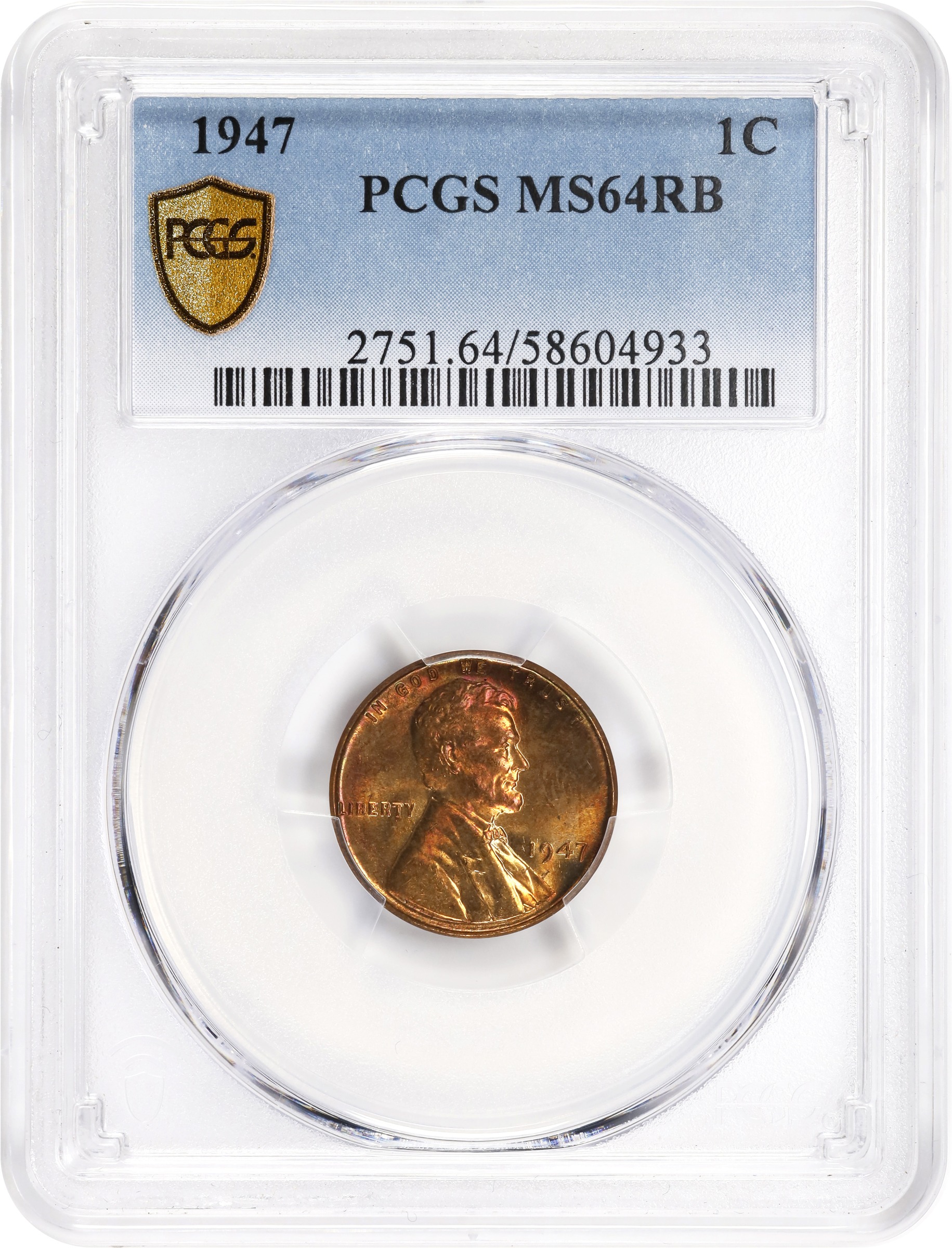 image for: 1947 Lincoln Cent. MS-64 RB (PCGS).