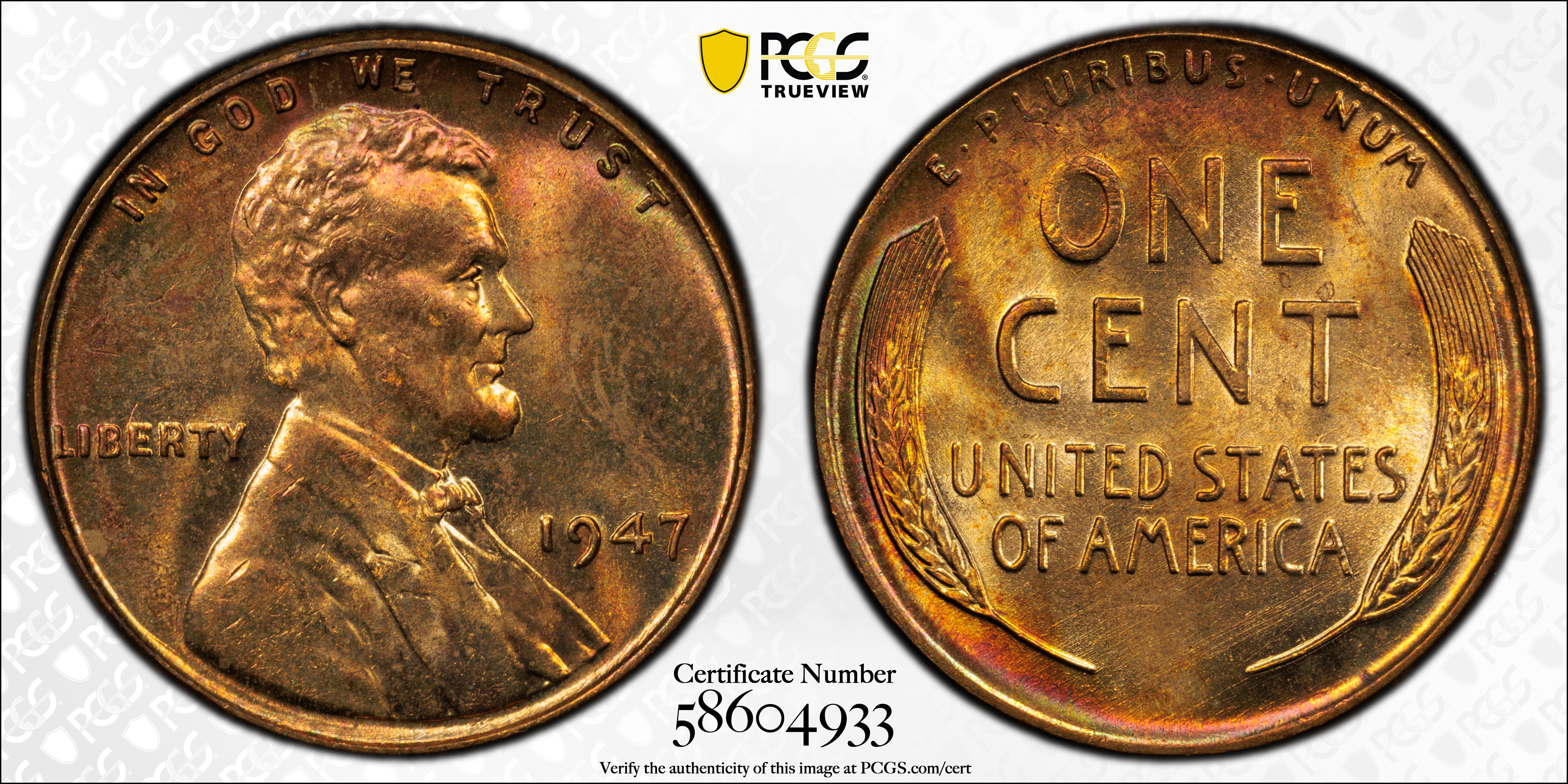 image for: 1947 Lincoln Cent. MS-64 RB (PCGS).