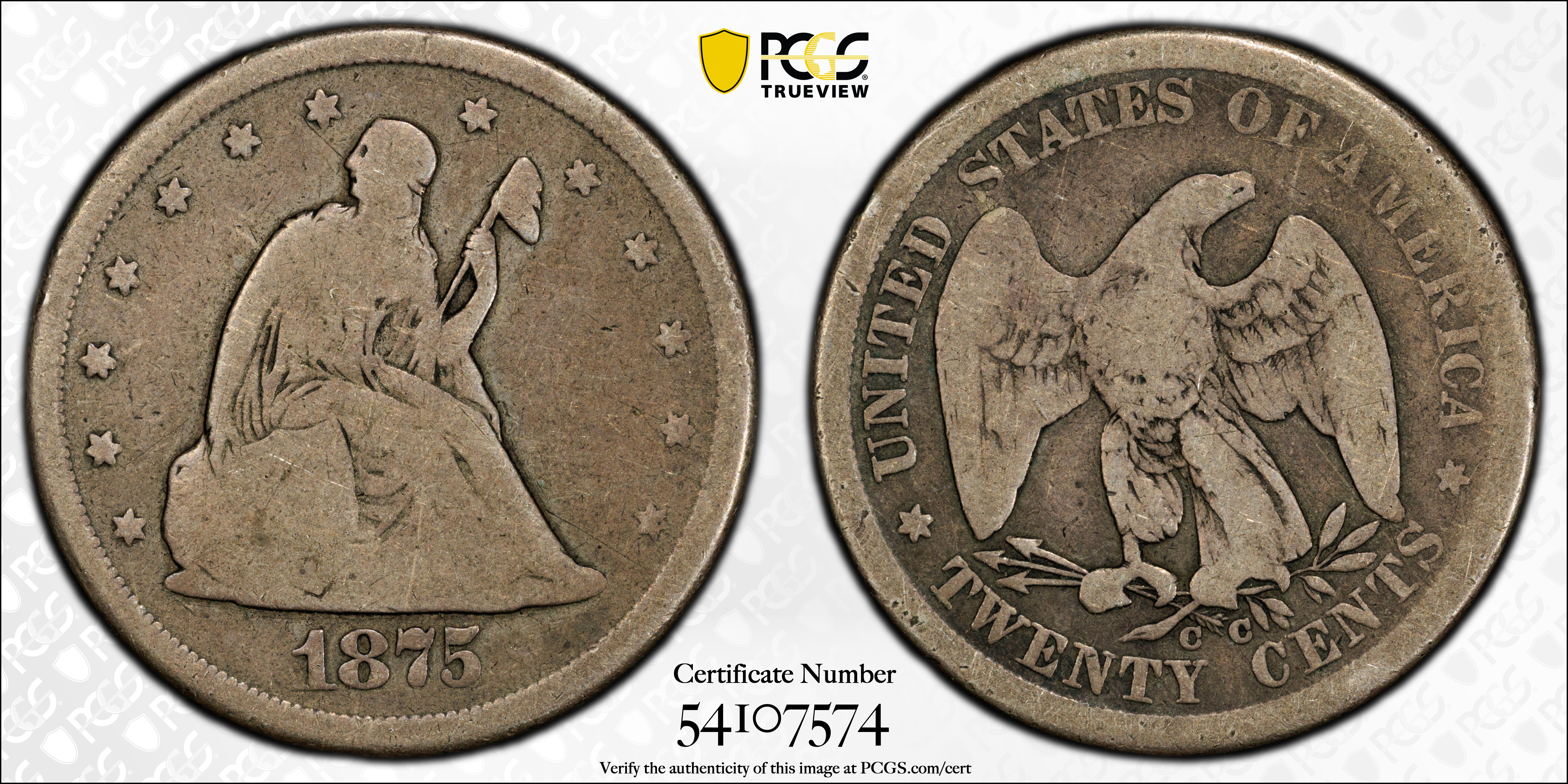 1875 CC Twenty cents MS Values | Greysheet
