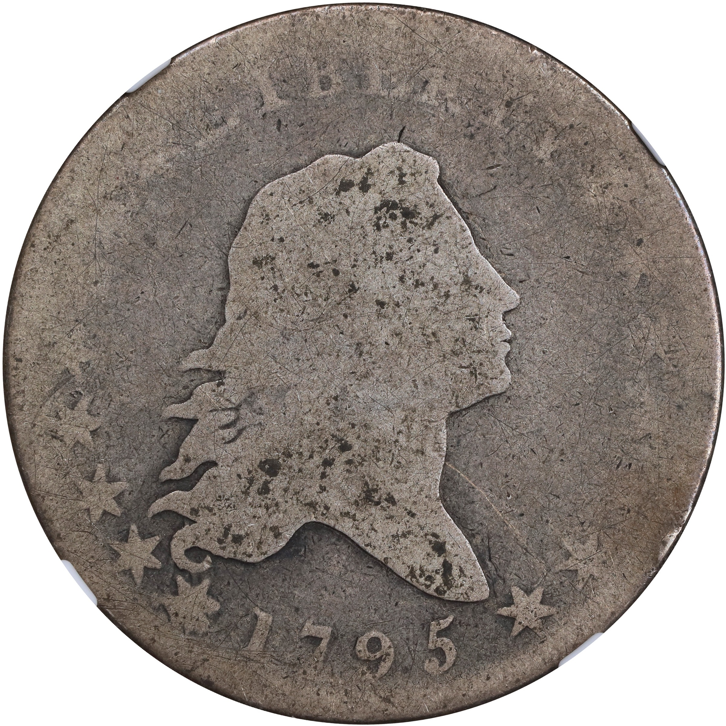 image for: 1795 Flowing Hair Half Dollar. O-108, T-17. Rarity-4+. Two Leaves. AG-3 (NGC).
