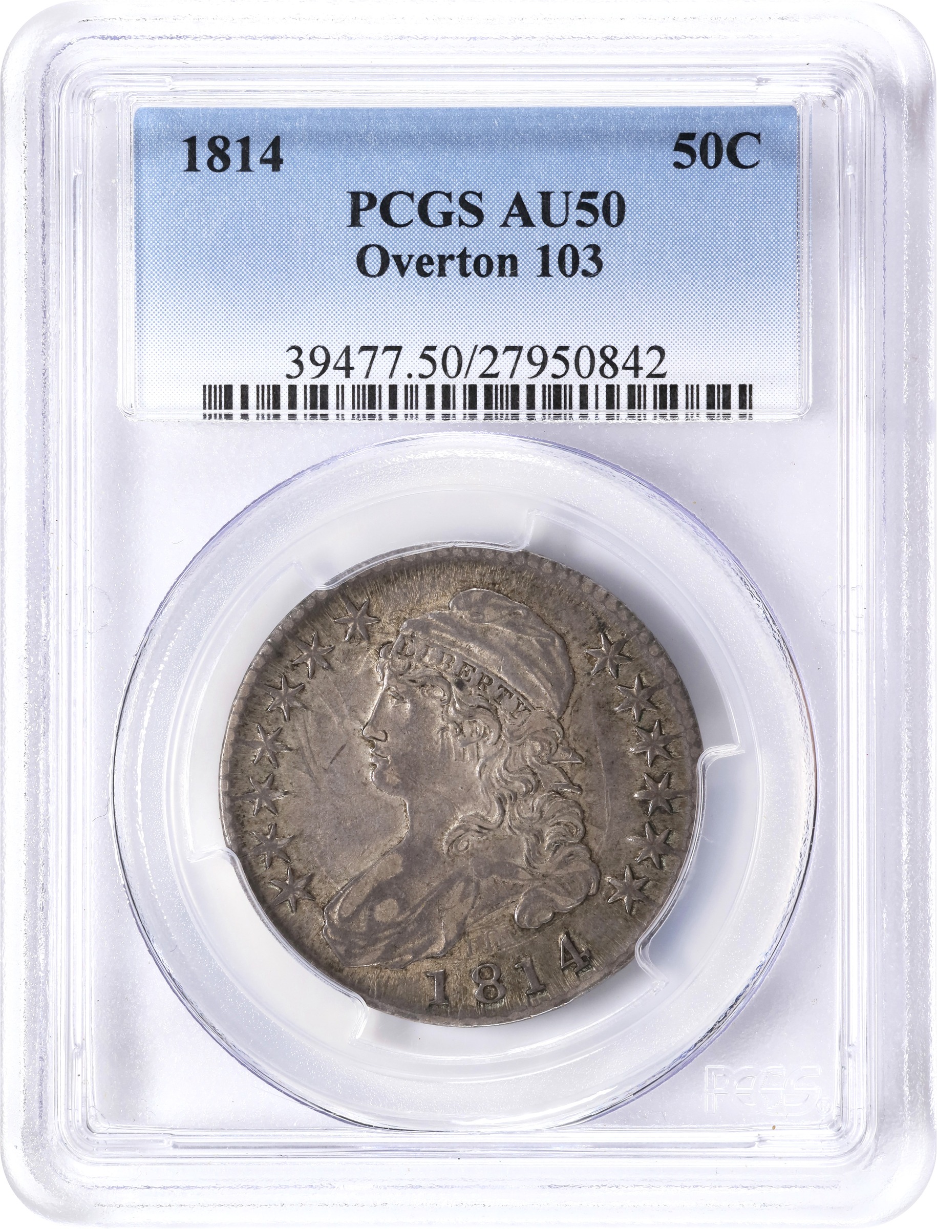 image for: 1814 Capped Bust Half Dollar. O-103. Rarity-1. AU-50 (PCGS).