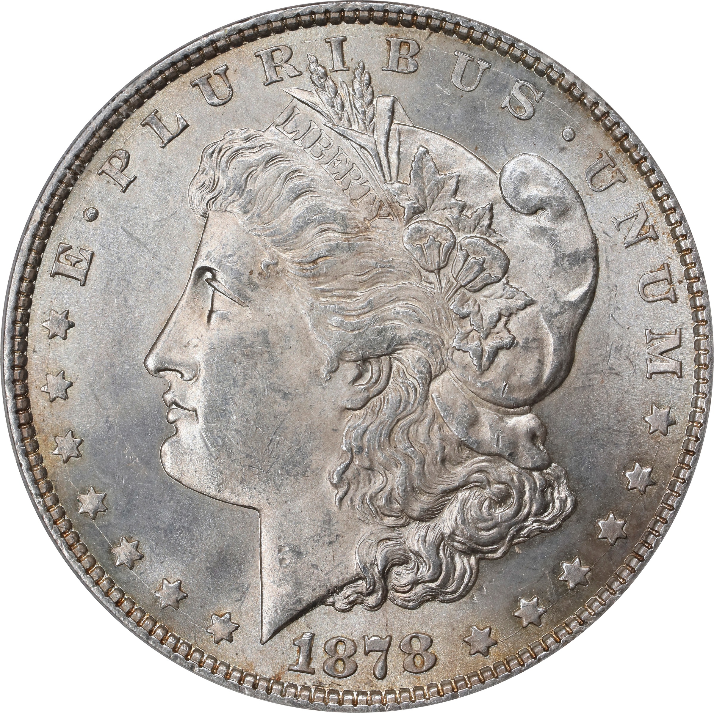 1878 Morgan Silver Dollar. 8 Tailfeathers. VAM-12. MS-61 (ANACS).
