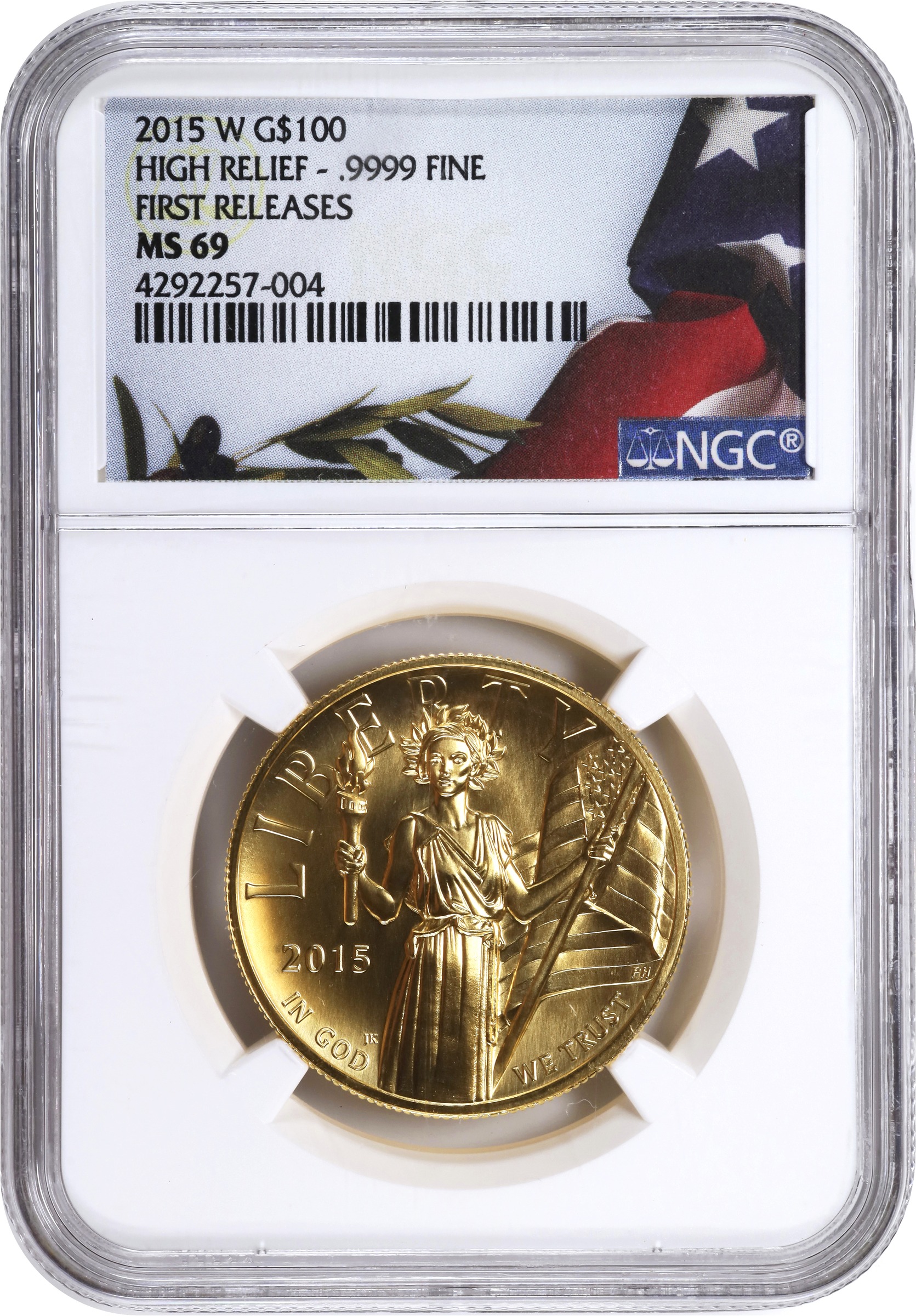image for: 2015-W American Liberty High Relief $100 Gold Coin. First Releases. MS-69 (NGC).