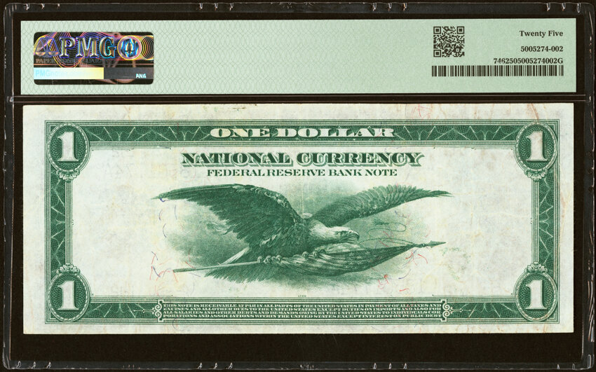 image for: Fr. 746 $1 1918 Federal Reserve Bank Note PMG Very Fine 25....