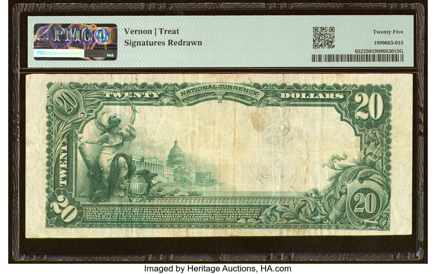image for: Fairfax, OK - $20 1902 Plain Back Fr. 652 The Fairfax National Bank Ch. # (W)8202 PMG Very Fine 25....