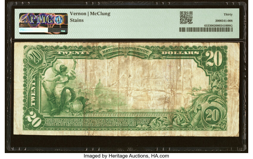 image for: Connellsville, PA - $20 1902 Plain Back Fr. 653 The Second National Bank Ch. # 4481 PMG Very Fine 30....