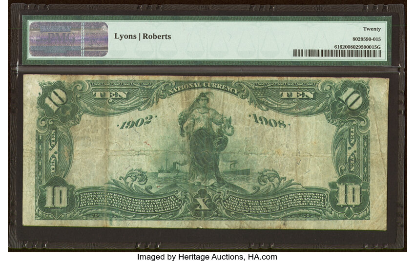 image for: Fitchburg, MA - $10 1902 Date Back Fr. 616 The Fitchburg National Bank Ch. # (N)1077 PMG Very Fine 20....