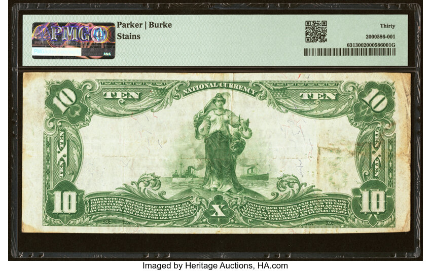 image for: Attleboro, MA - $10 1902 Plain Back Fr. 631 The First National Bank Ch. # 2232 PMG Very Fine 30....