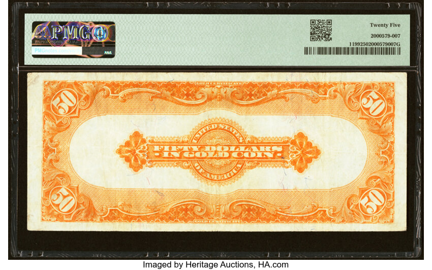 image for: Fr. 1199 $50 1913 Gold Certificate PMG Very Fine 25....