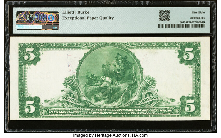 image for: East Liverpool, OH - $5 1902 Plain Back Fr. 607 The Potters National Bank Ch. # 2544 PMG Choice About Unc 58 EPQ....