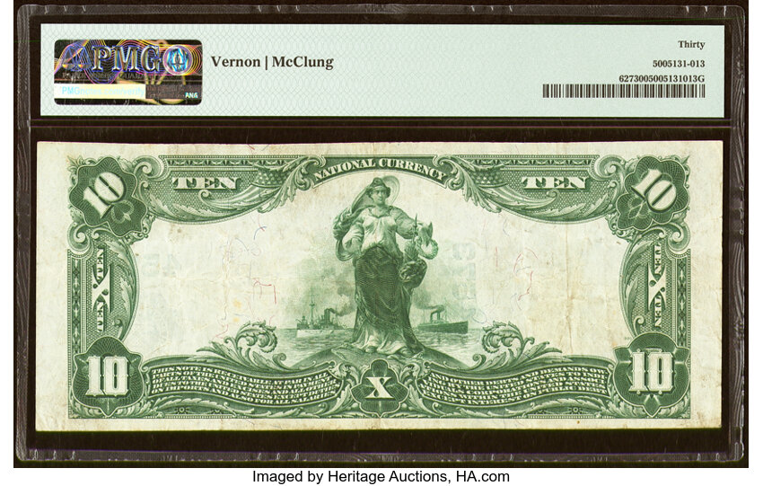 image for: Marshfield, WI - $10 1902 Plain Back Fr. 627 The First National Bank Ch. # 4573 PMG Very Fine 30....