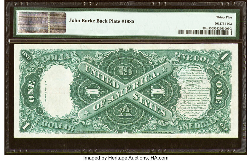 image for: Fr. 38 $1 1917 Mule Legal Tender PMG Choice Very Fine 35....