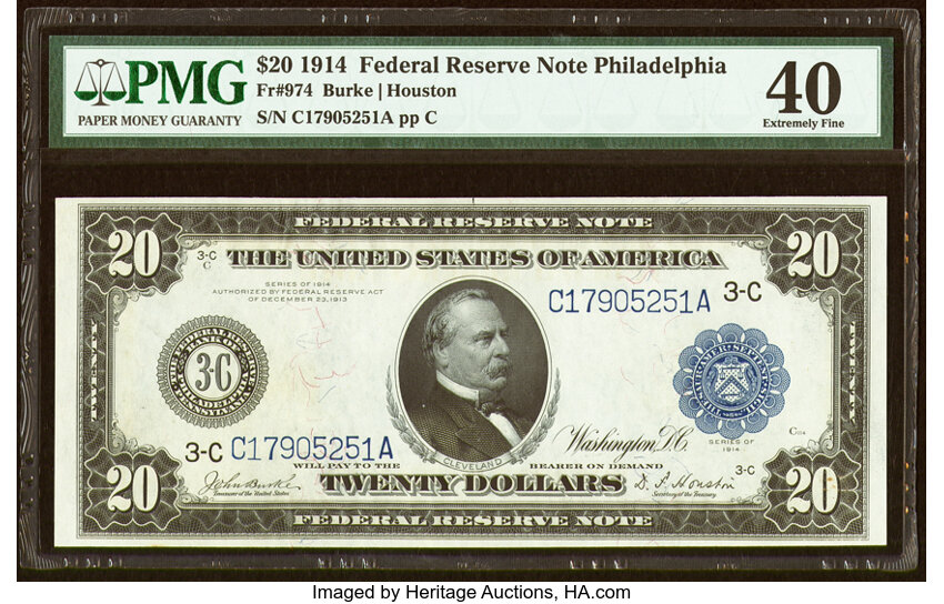 image for: Fr. 974 $20 1914 Federal Reserve Note PMG Extremely Fine 40....