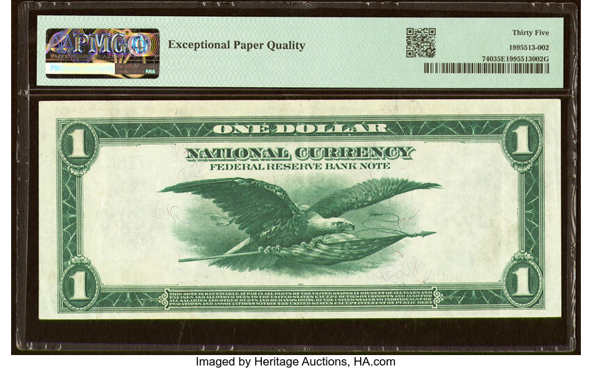image for: Fr. 740 $1 1918 Federal Reserve Bank Note PMG Choice Very Fine 35 EPQ....