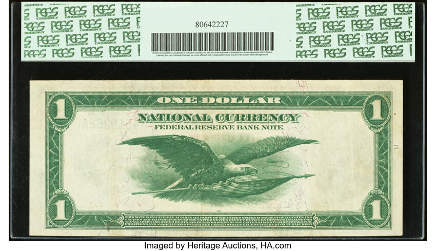 image for: Fr. 723 $1 1918 Federal Reserve Bank Note PCGS Extremely Fine 45....