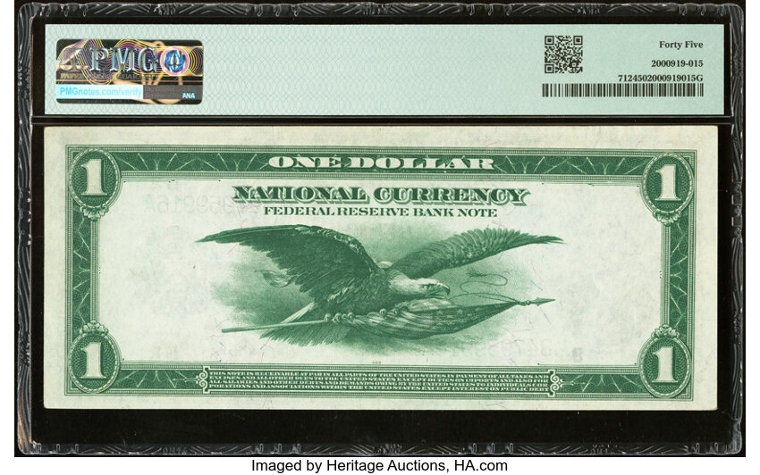 image for: Fr. 712 $1 1918 Federal Reserve Bank Note PMG Choice Extremely Fine 45....