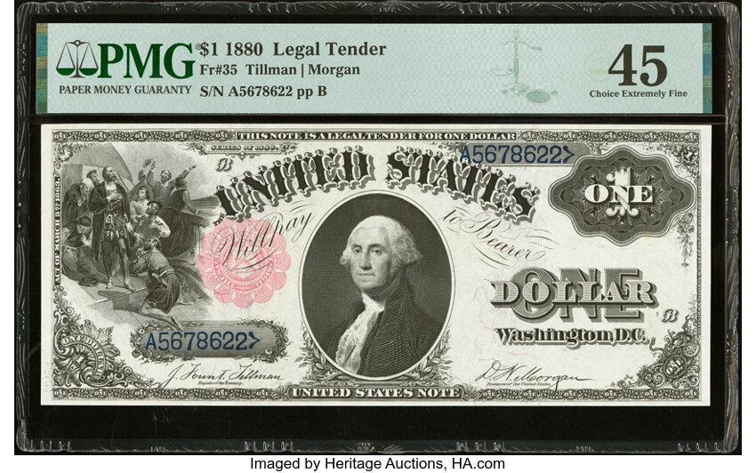image for: Fr. 35 $1 1880 Legal Tender PMG Choice Extremely Fine 45....
