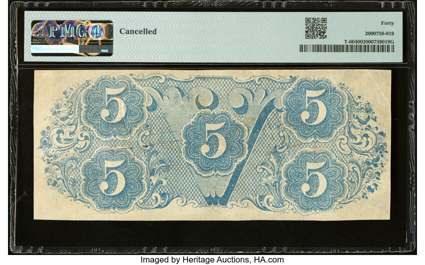 image for: T60 $5 1863 PF-4 Cr. 450 PMG Extremely Fine 40....