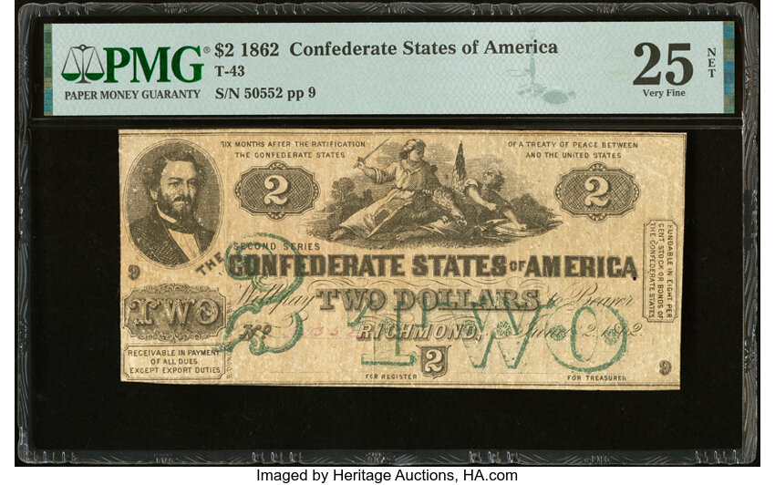 image for: T43 $2 1862 PF-1 Cr. 338 PMG Very Fine 25 Net....