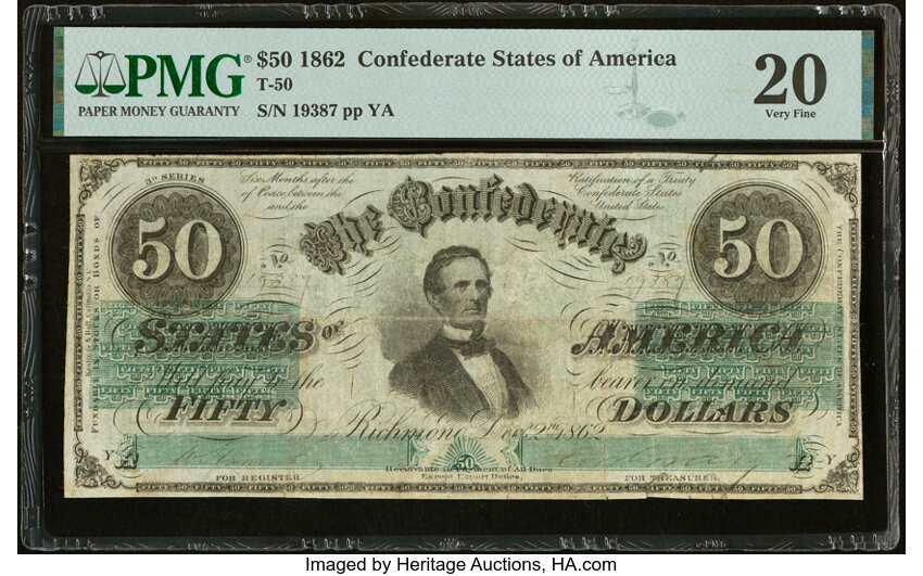 image for: T50 $50 1862 PF-12 Cr. 358 PMG Very Fine 20....
