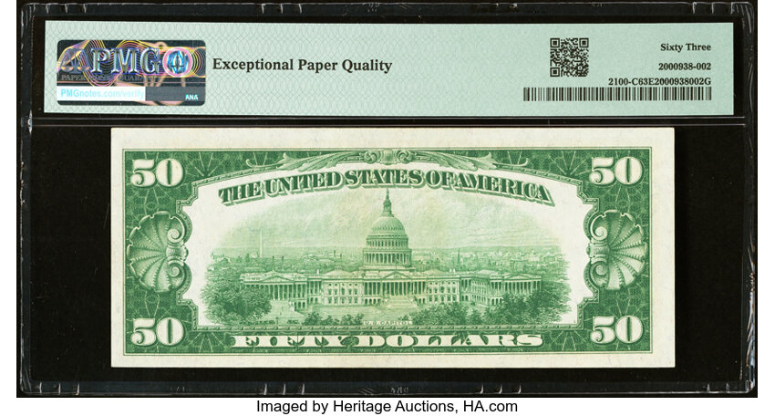 image for: Fr. 2100-C $50 1928 Federal Reserve Note. PMG Choice Uncirculated 63 EPQ....