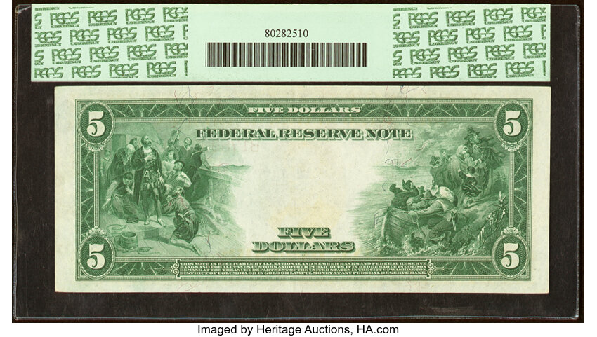 image for: Fr. 833b $5 1914 Red Seal Federal Reserve Note PCGS About New 53PPQ....