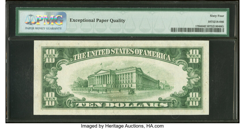 image for: Fr. 1704 $10 1934C Silver Certificate. PMG Choice Uncirculated 64 EPQ....