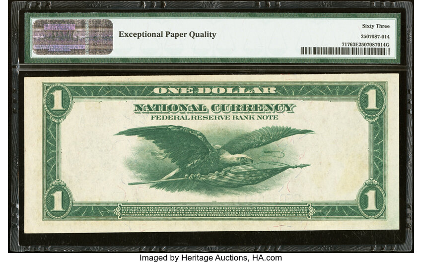 image for: Fr. 717 $1 1918 Federal Reserve Bank Note PMG Choice Uncirculated 63 EPQ....