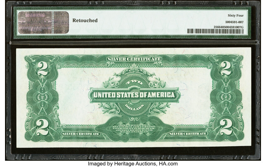 image for: Fr. 256 $2 1899 Silver Certificate PMG Choice Uncirculated 64....