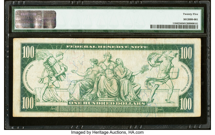 image for: Fr. 1104 $100 1914 Federal Reserve Note PMG Very Fine 25....