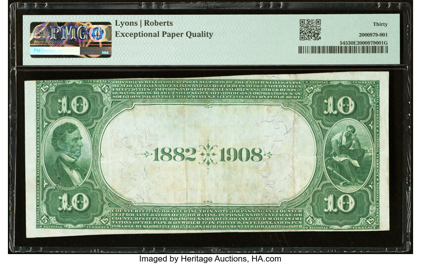 image for: Oelwein, IA - $10 1882 Date Back Fr. 545 The First National Bank Ch. # (M)5778 PMG Very Fine 30 EPQ....