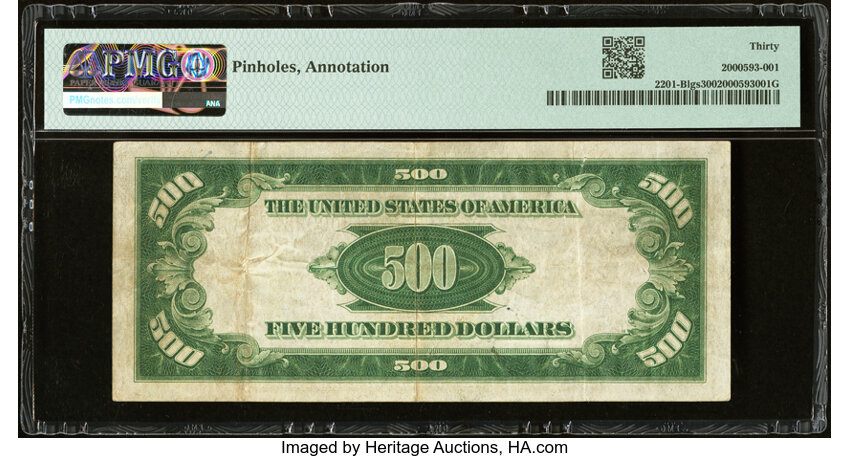 image for: Fr. 2201-B $500 1934 Light Green Seal Federal Reserve Note. PMG Very Fine 30....