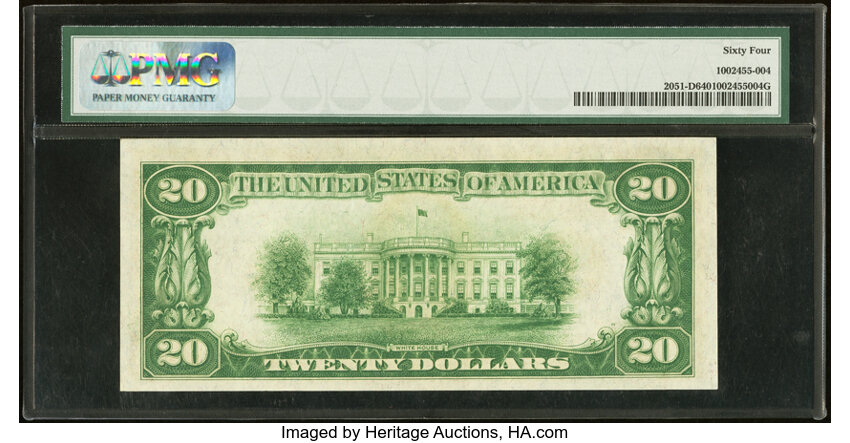 image for: Fr. 2051-D $20 1928A Federal Reserve Note. PMG Choice Uncirculated 64....